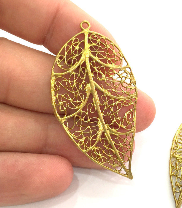 Raw Brass Leaf Pendant 42x40mm G3717