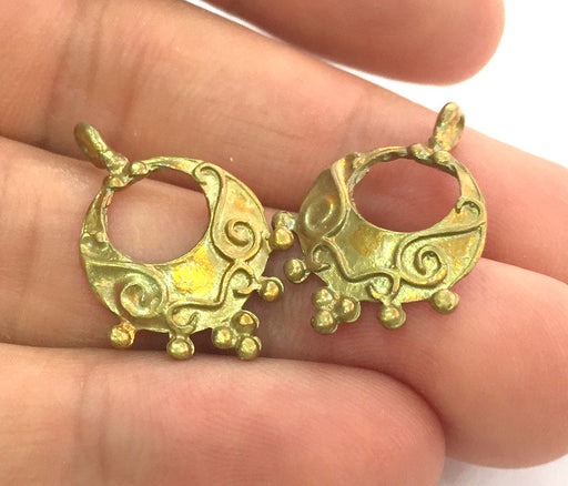 2 Raw Brass Charms 25x16 mm G3697