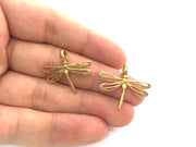 2 Raw Brass Charm Dragonfly Charms 29x25mm G3705