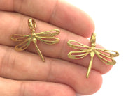 2 Raw Brass Charm Dragonfly Charms 29x25mm G3705