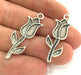 10 Pcs (37x13 mm)  Antique Silver Plated Metal Tulip  Charms  G3769