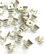 20 Pcs (16x8 mm) Antique Silver Plated Metal Cord Ends , Finding G3777