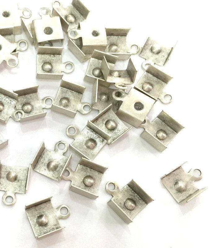20 Pcs (16x8 mm) Antique Silver Plated Metal Cord Ends , Finding G3777