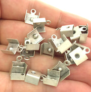 20 Pcs (16x8 mm) Antique Silver Plated Metal Cord Ends , Finding G3777