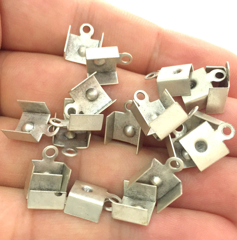 20 Pcs (16x8 mm) Antique Silver Plated Metal Cord Ends , Finding G3777