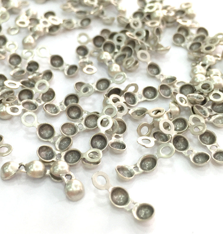 20 Pcs (14x4 mm) Antique Silver Plated Metal Cord Ends , Finding G3778