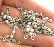 20 Pcs (14x4 mm) Antique Silver Plated Metal Cord Ends , Finding G3778