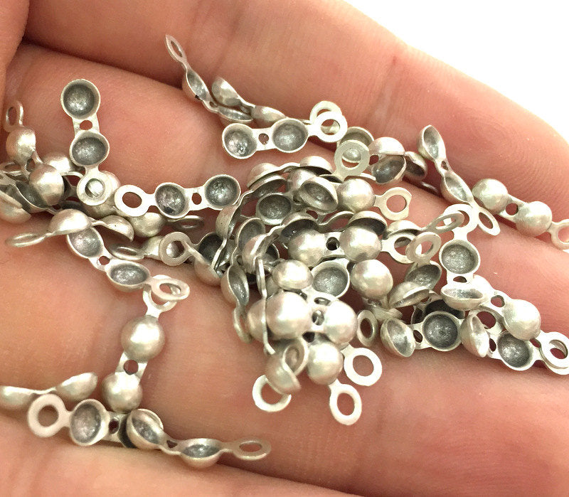 20 Pcs (14x4 mm) Antique Silver Plated Metal Cord Ends , Finding G3778