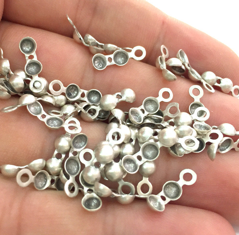 20 Pcs (14x4 mm) Antique Silver Plated Metal Cord Ends , Finding G3778