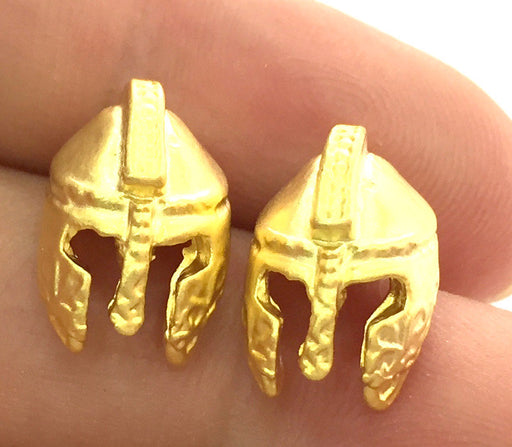 2 Pcs (17X10 mm) Gold Plated Helmet Charms ,   G3785