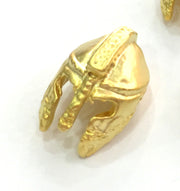 2 Pcs (17X10 mm) Gold Plated Helmet Charms ,   G3785