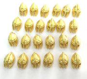 2 Pcs (17X10 mm) Gold Plated Helmet Charms ,   G3785