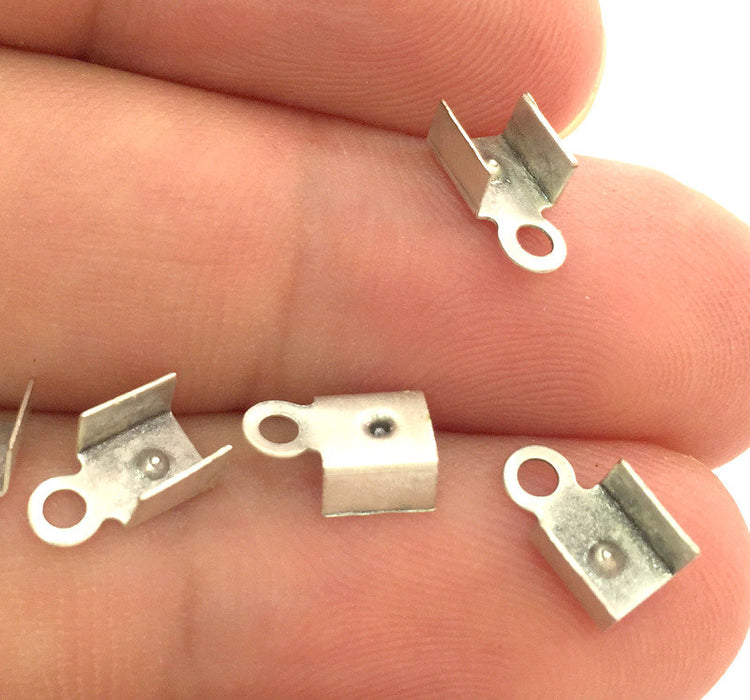 20 Pcs (10x5 mm) Antique Silver Plated Metal Cord Ends , Finding G3772