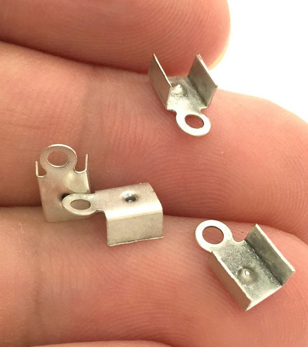 20 Pcs (10x5 mm) Antique Silver Plated Metal Cord Ends , Finding G3772