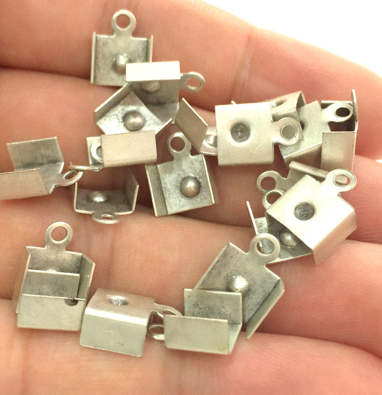 20 Pcs (16x8 mm) Antique Silver Plated Metal Cord Ends , Finding G3777