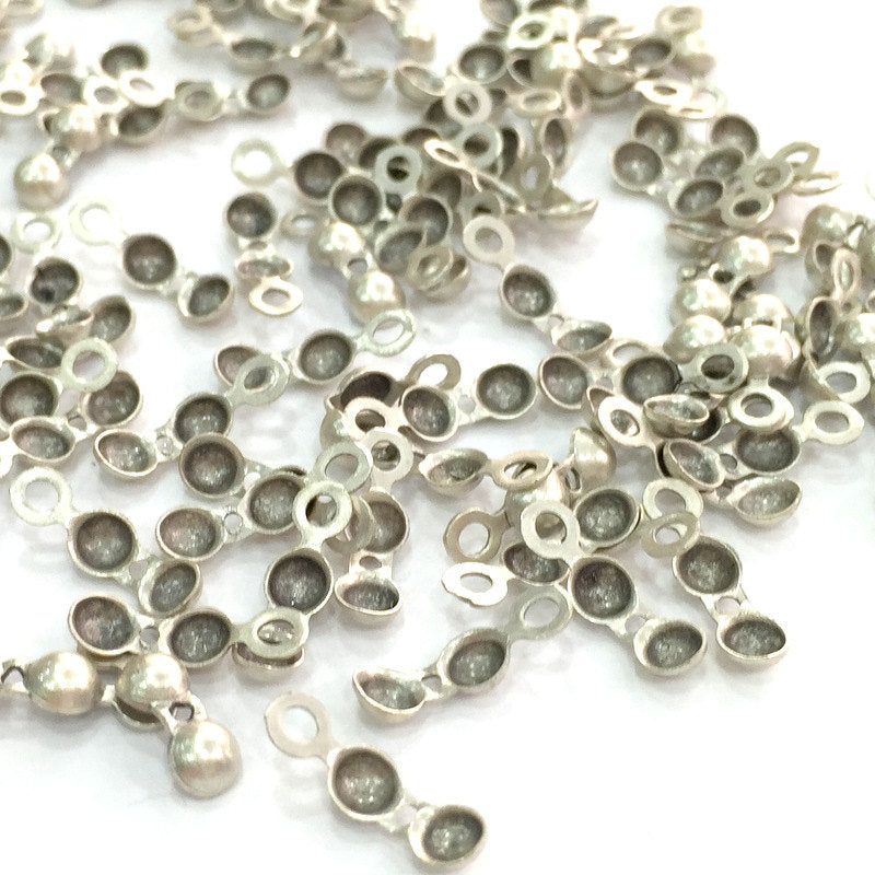 20 Pcs (14x4 mm) Antique Silver Plated Metal Cord Ends , Finding G3778
