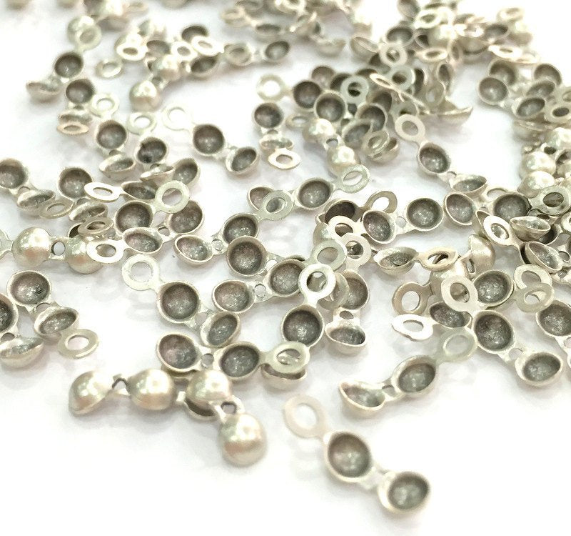 20 Pcs (14x4 mm) Antique Silver Plated Metal Cord Ends , Finding G3778