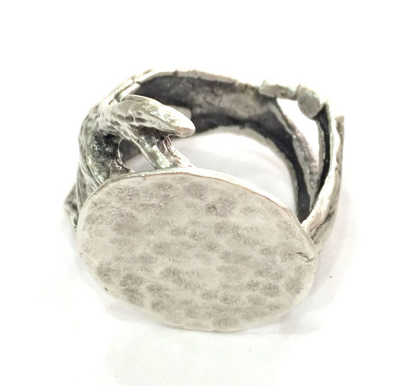 Adjustable Ring Blank, (20 mm blank) Antique Silver Plated Brass G3791