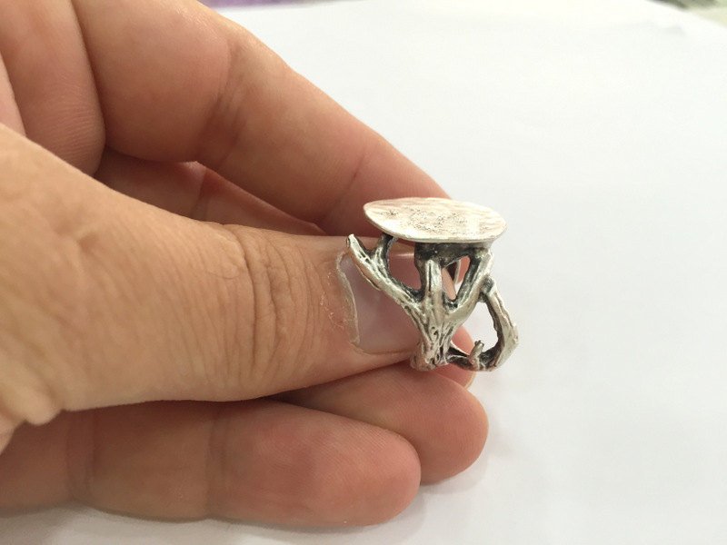 Adjustable Ring Blank, (20 mm blank) Antique Silver Plated Brass G3791