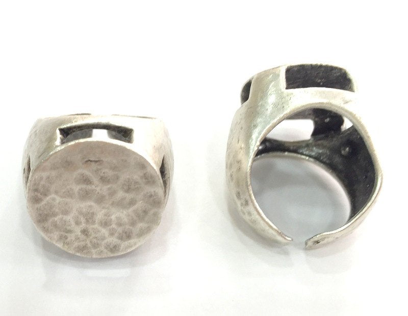 Adjustable Ring Blank, (20 mm blank) Antique Silver Plated Brass G3793