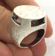 Adjustable Ring Blank, (20 mm blank) Antique Silver Plated Brass G3793