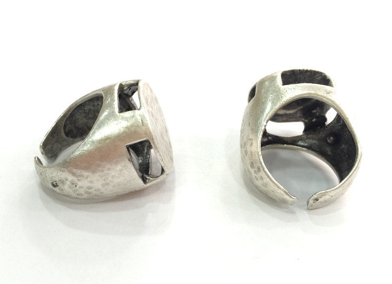 Adjustable Ring Blank, (20 mm blank) Antique Silver Plated Brass G3793