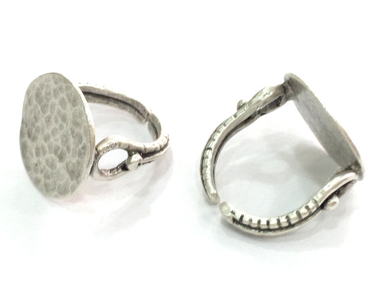 Adjustable Ring Blank, (20 mm blank) Antique Silver Plated Brass G3795