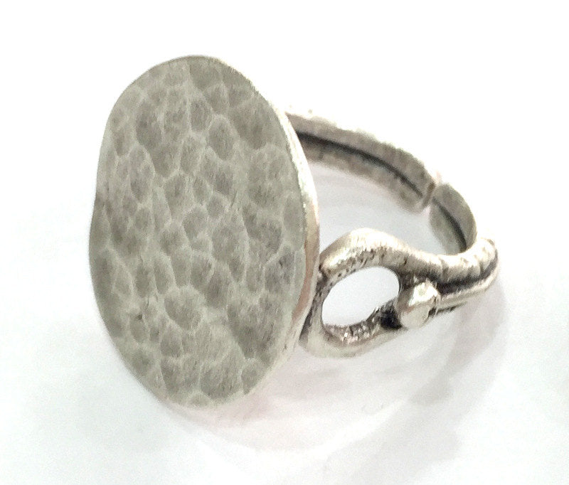 Adjustable Ring Blank, (20 mm blank) Antique Silver Plated Brass G3795