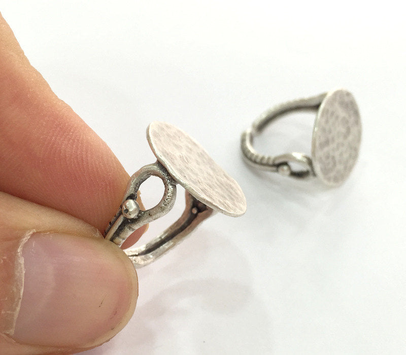 Adjustable Ring Blank, (20 mm blank) Antique Silver Plated Brass G3795