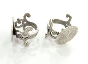 Ring Blank Base Bezel Setting Adjustable Ring Blank, (20 mm blank) Antique Silver Plated Brass G3799