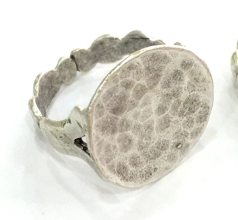 Adjustable Ring Blank, (20 mm blank) Antique Silver Plated Brass G3797