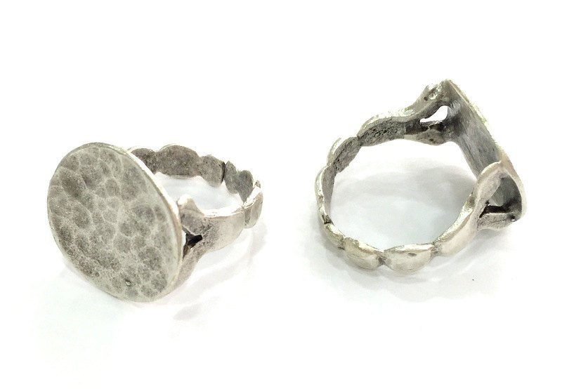Adjustable Ring Blank, (20 mm blank) Antique Silver Plated Brass G3797