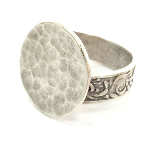 Adjustable Ring Blank, (20 mm blank) Antique Silver Plated Brass G3798