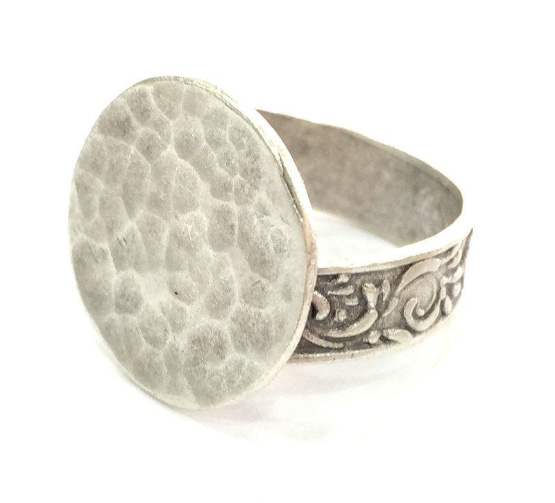 Adjustable Ring Blank, (20 mm blank) Antique Silver Plated Brass G3798