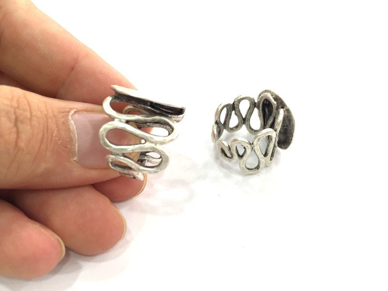 Adjustable Ring Blank, (20 mm blank) Antique Silver Plated Brass G3801