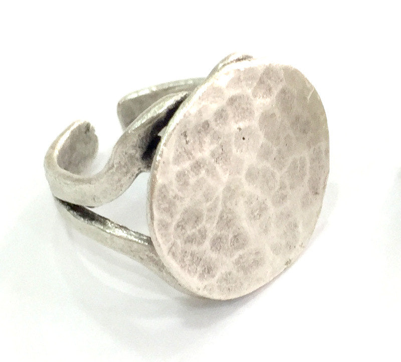 Adjustable Ring Blank, (20 mm blank) Antique Silver Plated Brass G3802