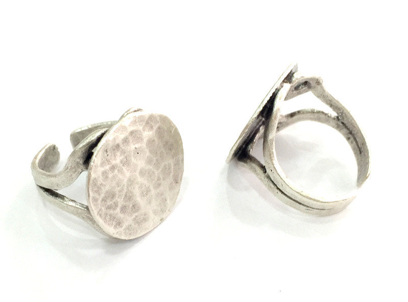 Adjustable Ring Blank, (20 mm blank) Antique Silver Plated Brass G3802