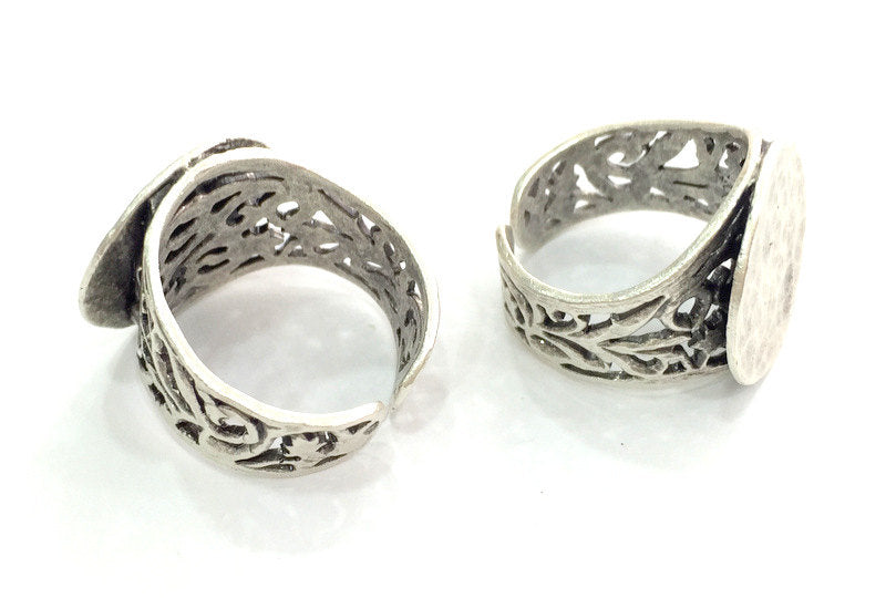 Adjustable Ring Blank, (20 mm blank) Antique Silver Plated Brass G3803