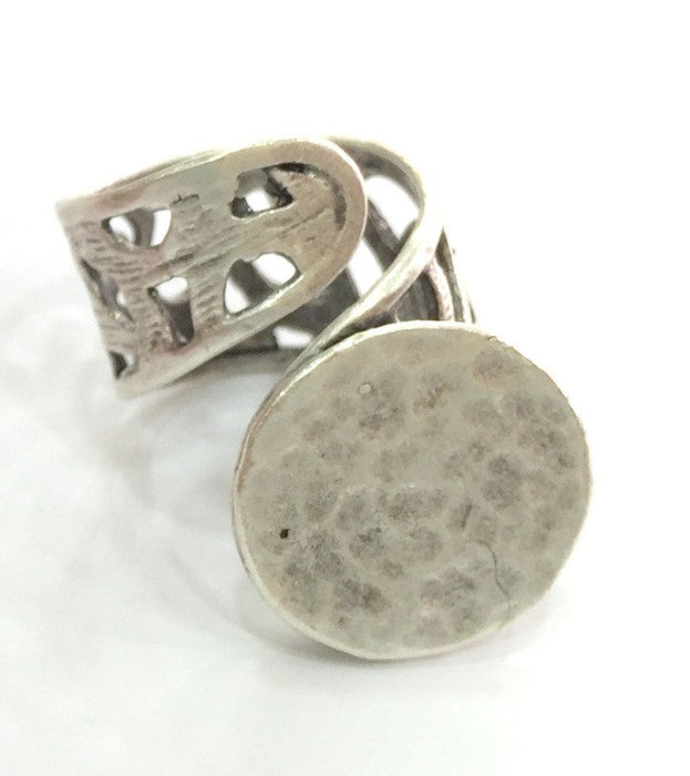 Adjustable Ring Blank, (20 mm blank) Antique Silver Plated Brass G3804