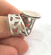 Adjustable Ring Blank, (20 mm blank) Antique Silver Plated Brass G3804