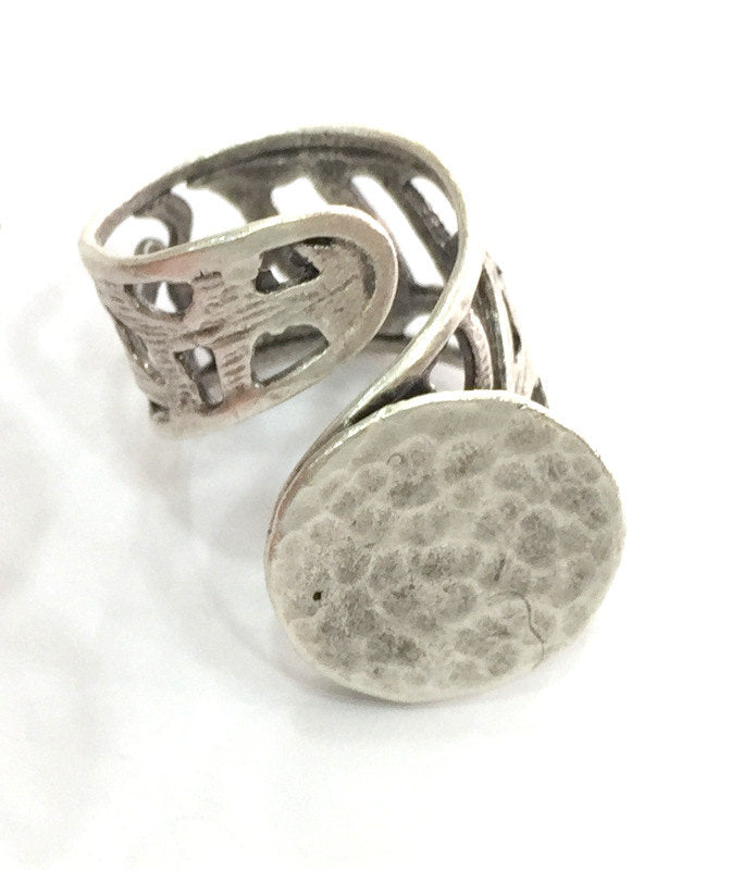 Adjustable Ring Blank, (20 mm blank) Antique Silver Plated Brass G3804