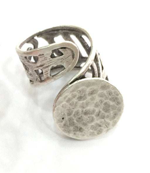 Adjustable Ring Blank, (20 mm blank) Antique Silver Plated Brass G3804