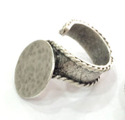 Adjustable Ring Blank, (20 mm blank) Antique Silver Plated Brass G3805