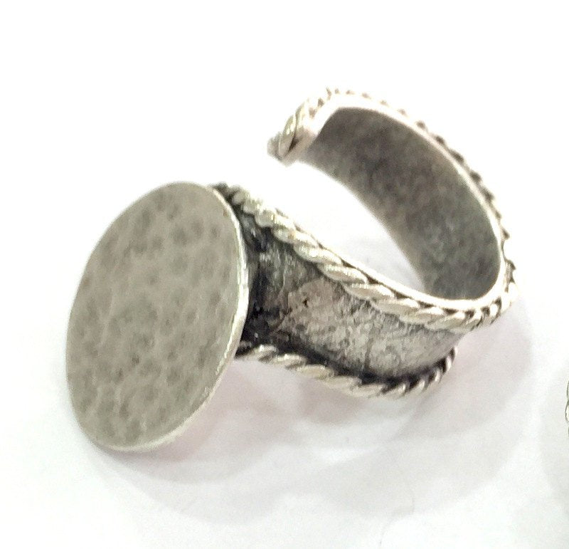 Adjustable Ring Blank, (20 mm blank) Antique Silver Plated Brass G3805