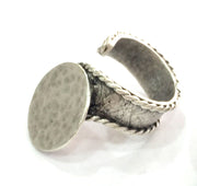 Adjustable Ring Blank, (20 mm blank) Antique Silver Plated Brass G3805