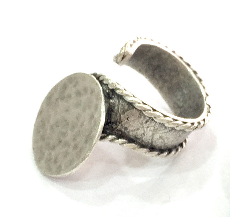 Adjustable Ring Blank, (20 mm blank) Antique Silver Plated Brass G3805