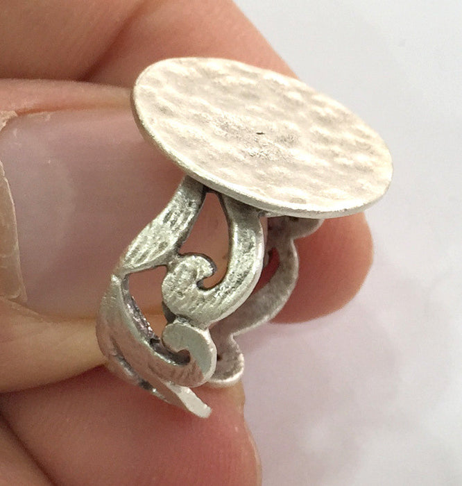 Adjustable Ring Blank, (20 mm blank) Antique Silver Plated Brass G3807
