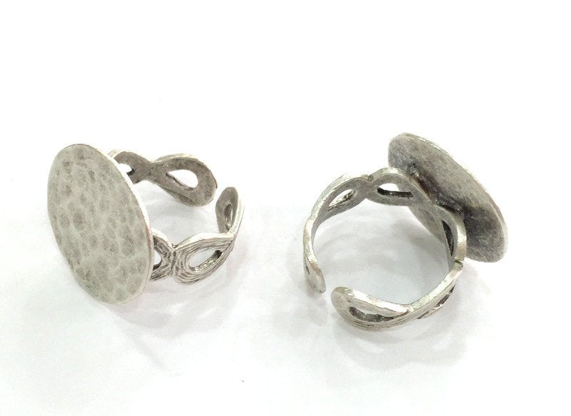 Adjustable Ring Blank, (20 mm blank) Antique Silver Plated Brass G3808