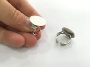 Adjustable Ring Blank, (20 mm blank) Antique Silver Plated Brass G3808