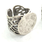 Adjustable Ring Blank, (20 mm blank) Antique Silver Plated Brass G3809